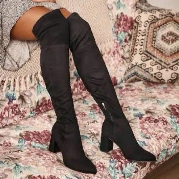 Marc Fisher Shoes - Marc Fisher Darton Over the Knee Black Faux Suede Boots Women's Size 9